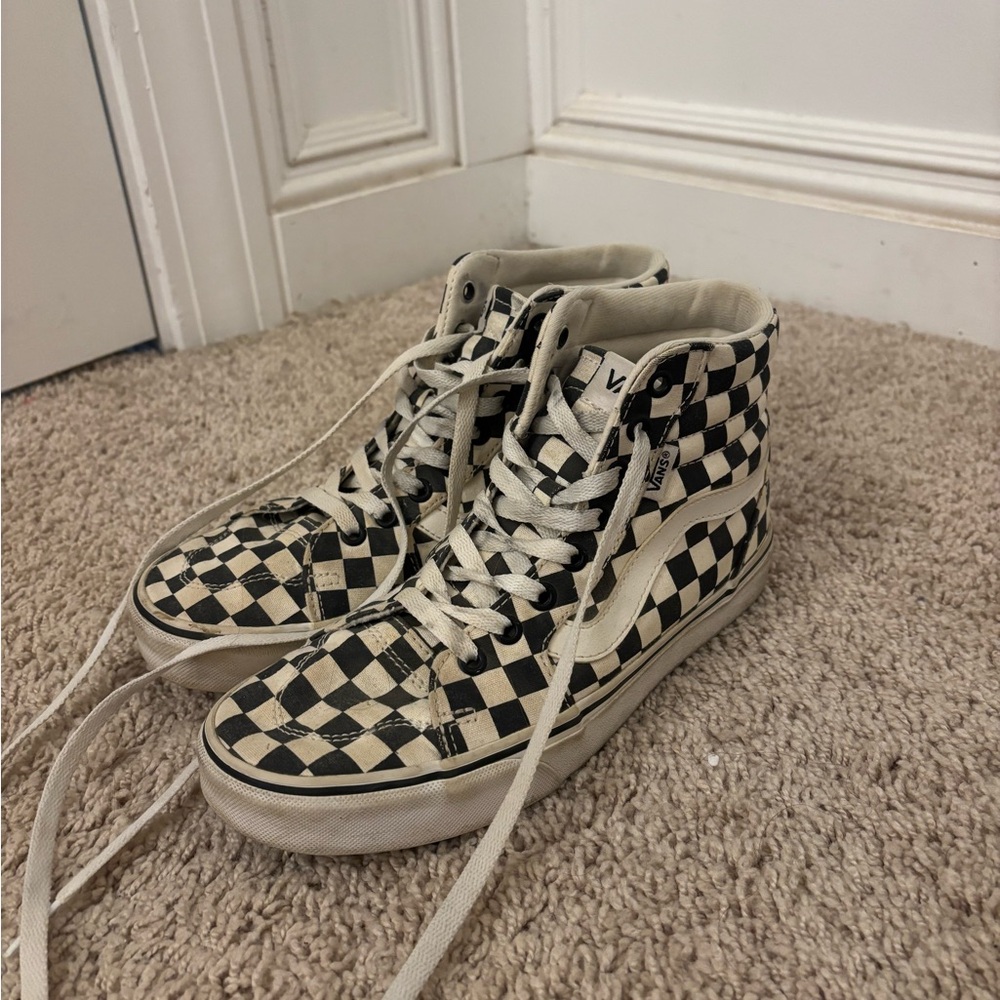 Vans Black and White Checkerboard High-Tops